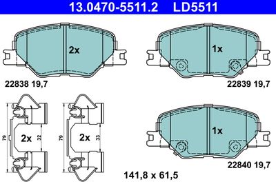 Brake Pad Set, disc brake ATE 13.0470-5511.2