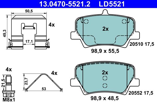 ATE 13.0470-5521.2 Brake Pad Set, disc brake