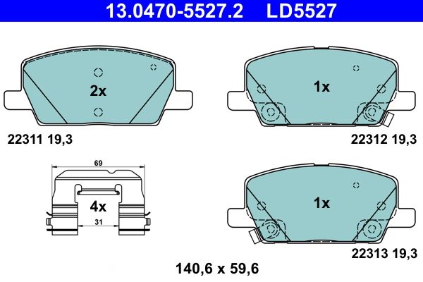 ATE 13.0470-5527.2 Brake Pad Set, disc brake