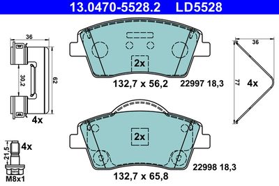 Brake Pad Set, disc brake ATE 13.0470-5528.2