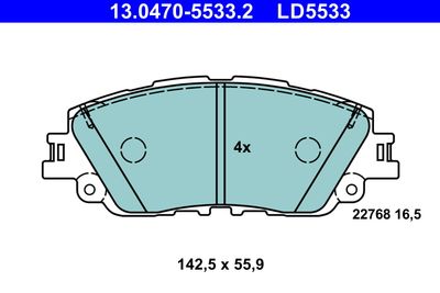 Brake Pad Set, disc brake ATE 13.0470-5533.2