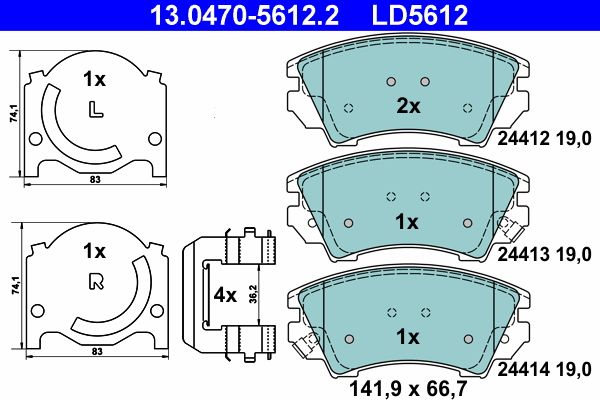 ATE 13.0470-5612.2 Brake Pad Set, disc brake