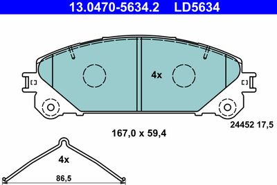 Brake Pad Set, disc brake ATE 13.0470-5634.2