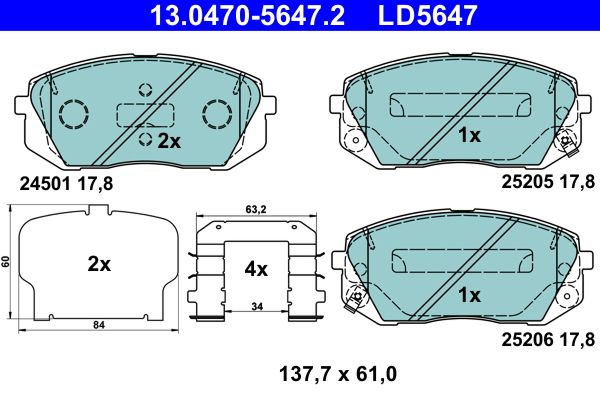 ATE 13.0470-5647.2 Brake Pad Set, disc brake