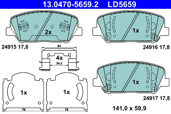 ATE 13.0470-5659.2 Brake Pad Set, disc brake