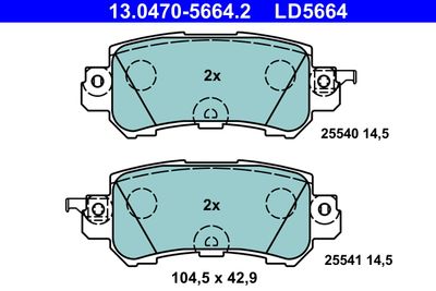 Brake Pad Set, disc brake ATE 13.0470-5664.2