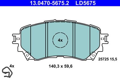 Brake Pad Set, disc brake ATE 13.0470-5675.2