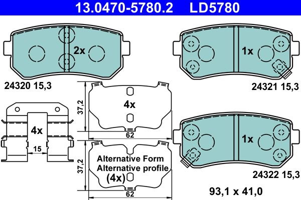 ATE 13.0470-5780.2 Brake Pad Set, disc brake