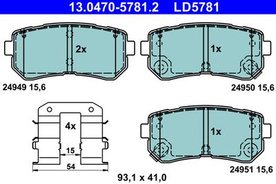 Brake Pad Set, disc brake ATE 13.0470-5781.2