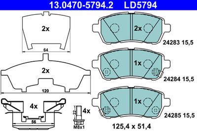 Brake Pad Set, disc brake ATE 13.0470-5794.2