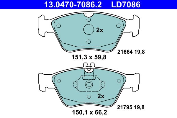 ATE 13.0470-7086.2 Brake Pad Set, disc brake