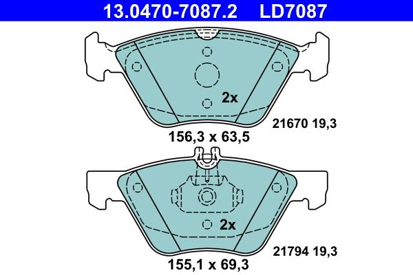 ATE 13.0470-7087.2 Brake Pad Set, disc brake
