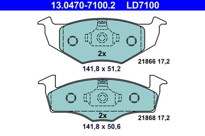 Brake Pad Set, disc brake ATE 13.0470-7100.2