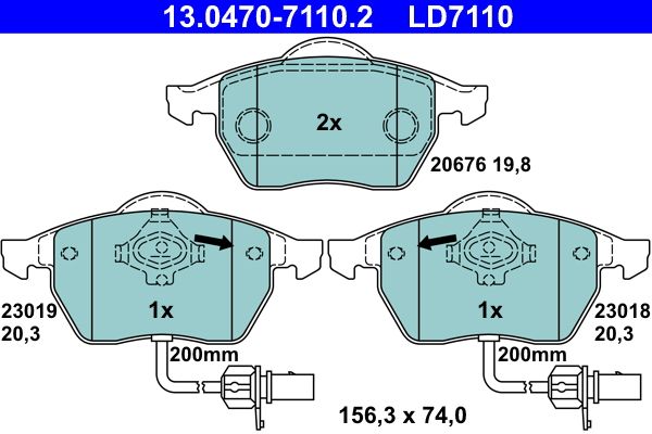 ATE 13.0470-7110.2 Brake Pad Set, disc brake