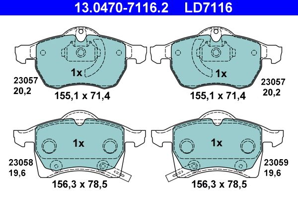 ATE 13.0470-7116.2 Brake Pad Set, disc brake