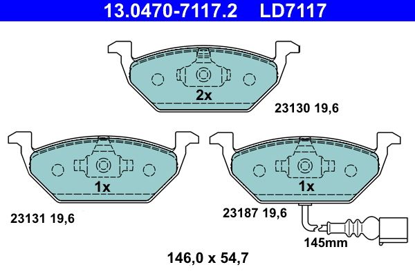 ATE 13.0470-7117.2 Brake Pad Set, disc brake