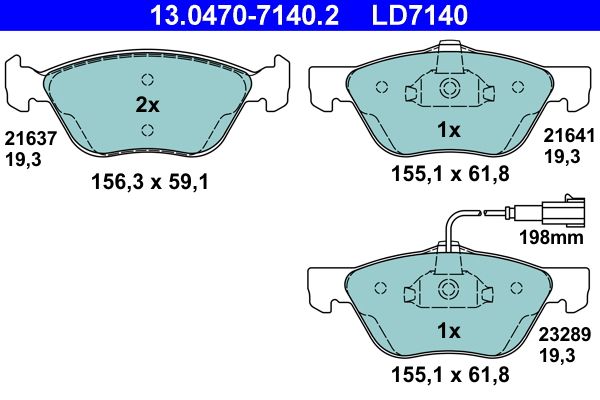 ATE 13.0470-7140.2 Brake Pad Set, disc brake