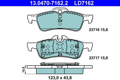 Brake Pad Set, disc brake ATE 13.0470-7162.2