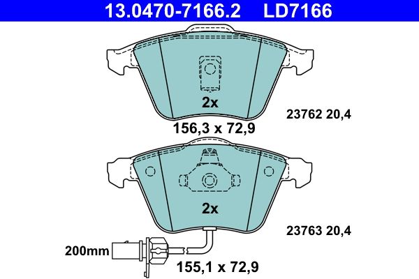 ATE 13.0470-7166.2 Brake Pad Set, disc brake