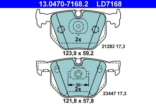 ATE 13.0470-7168.2 Brake Pad Set, disc brake