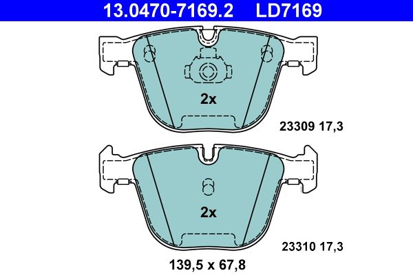 ATE 13.0470-7169.2 Brake Pad Set, disc brake