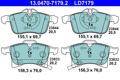 Brake Pad Set, disc brake ATE 13.0470-7179.2