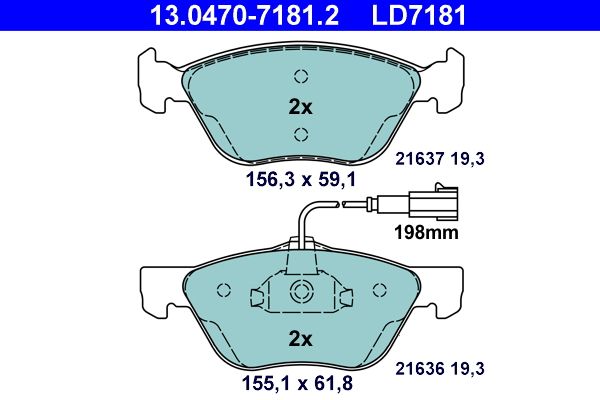ATE 13.0470-7181.2 Brake Pad Set, disc brake