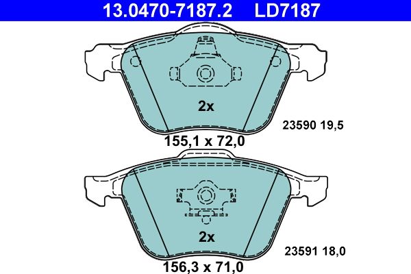 ATE 13.0470-7187.2 Brake Pad Set, disc brake
