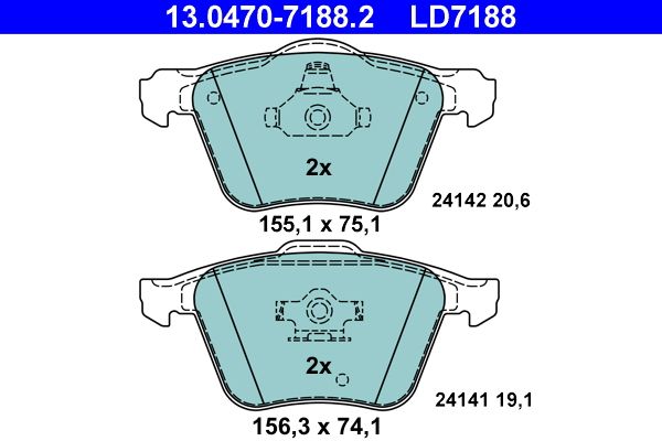 ATE 13.0470-7188.2 Brake Pad Set, disc brake