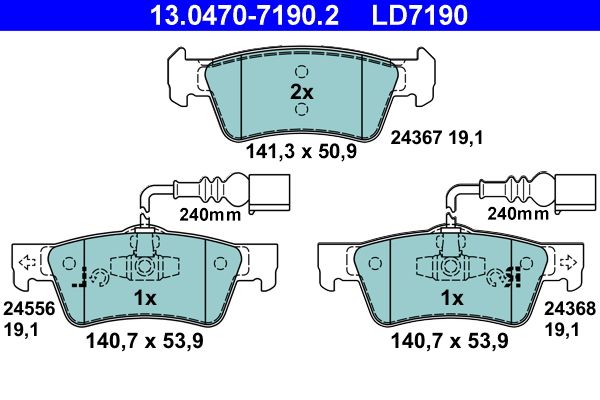 ATE 13.0470-7190.2 Brake Pad Set, disc brake