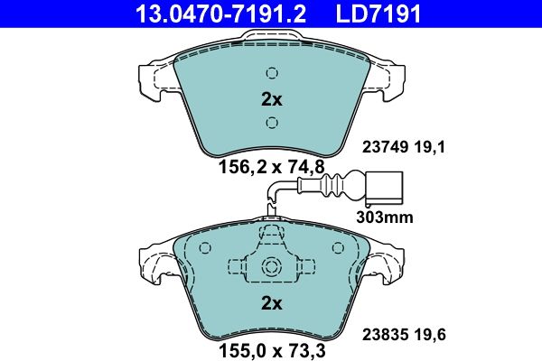 ATE 13.0470-7191.2 Brake Pad Set, disc brake