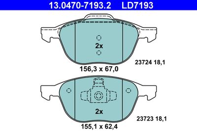 Brake Pad Set, disc brake ATE 13.0470-7193.2