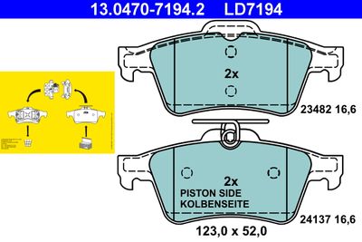 Brake Pad Set, disc brake ATE 13.0470-7194.2