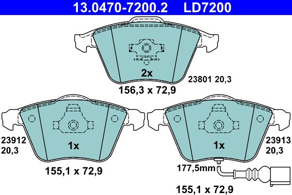 ATE 13.0470-7200.2 Brake Pad Set, disc brake