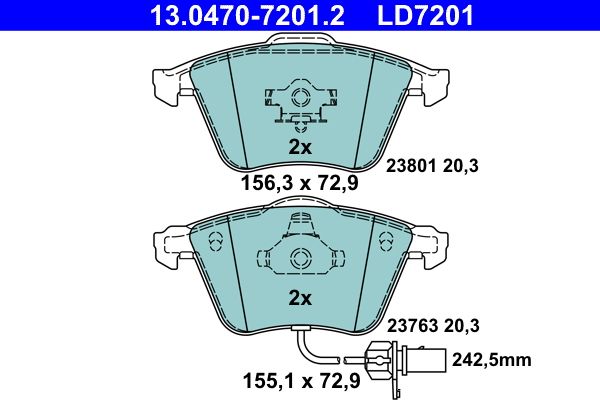 ATE 13.0470-7201.2 Brake Pad Set, disc brake