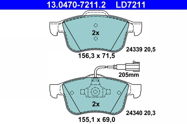 ATE 13.0470-7211.2 Brake Pad Set, disc brake