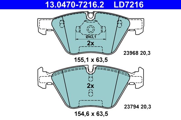 ATE 13.0470-7216.2 Brake Pad Set, disc brake