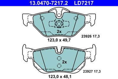 Brake Pad Set, disc brake ATE 13.0470-7217.2
