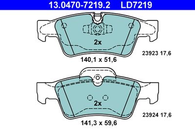 Brake Pad Set, disc brake ATE 13.0470-7219.2