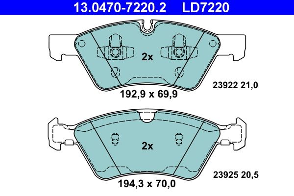 ATE 13.0470-7220.2 Brake Pad Set, disc brake