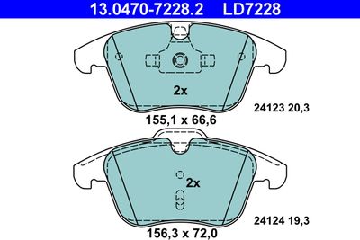 Brake Pad Set, disc brake ATE 13.0470-7228.2
