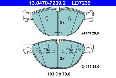 Brake Pad Set, disc brake ATE 13.0470-7239.2