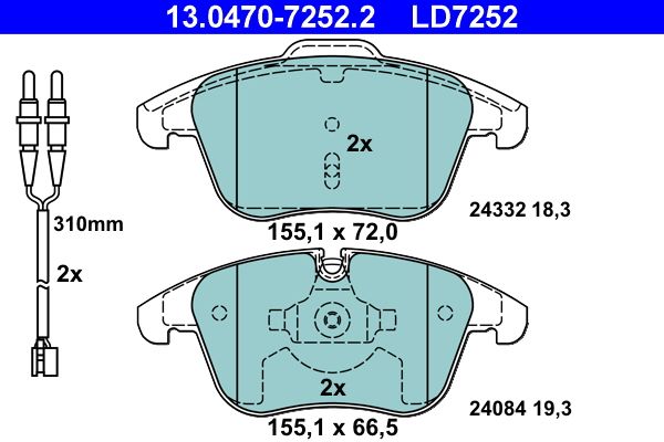 ATE 13.0470-7252.2 Brake Pad Set, disc brake