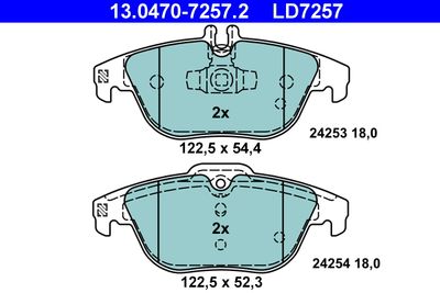 Brake Pad Set, disc brake ATE 13.0470-7257.2