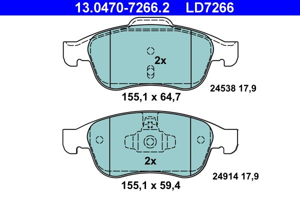 ATE 13.0470-7266.2 Brake Pad Set, disc brake