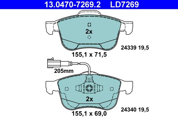 ATE 13.0470-7269.2 Brake Pad Set, disc brake