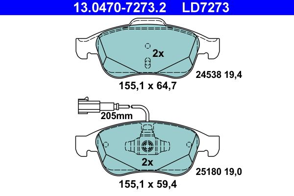 ATE 13.0470-7273.2 Brake Pad Set, disc brake