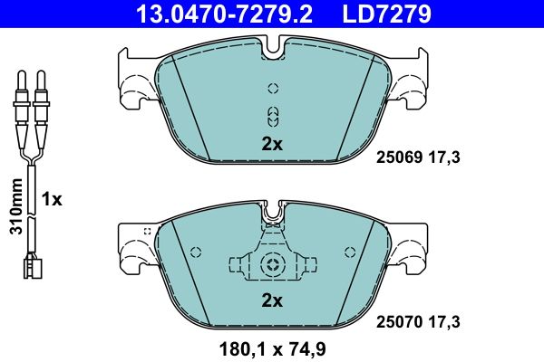 ATE 13.0470-7279.2 Brake Pad Set, disc brake