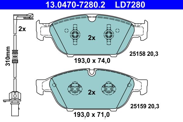 ATE 13.0470-7280.2 Brake Pad Set, disc brake