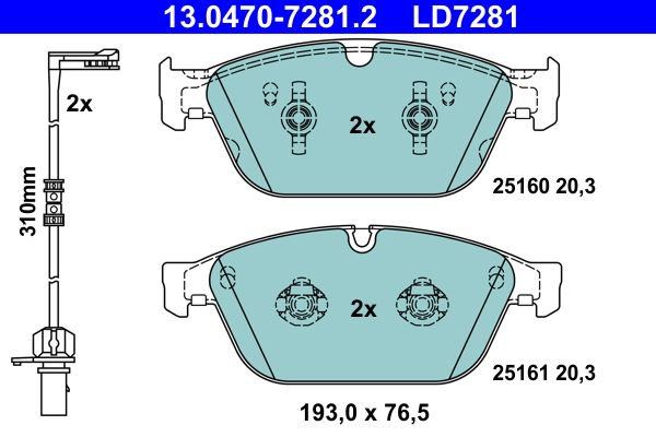 ATE 13.0470-7281.2 Brake Pad Set, disc brake